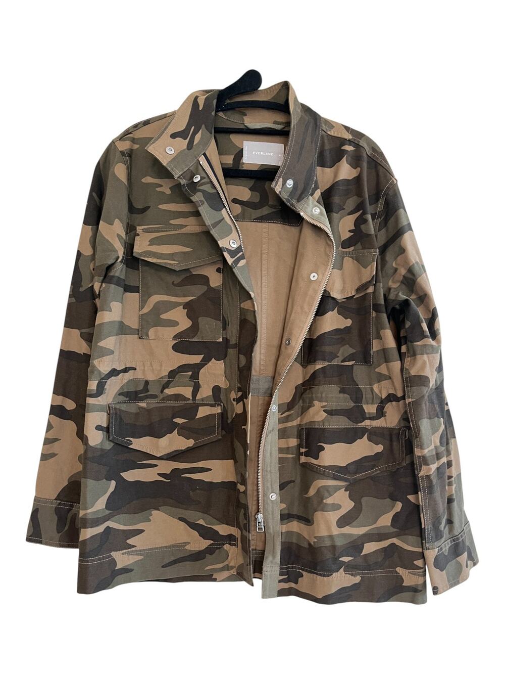 Everlane Snap Zip Utility Army Military Camo Jacket Beige Olive Green Size M